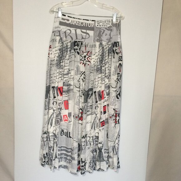 Dolcezza Womens Pleated Skirt Small Paris Travel Fashion Print Polyester - Picture 3 of 10